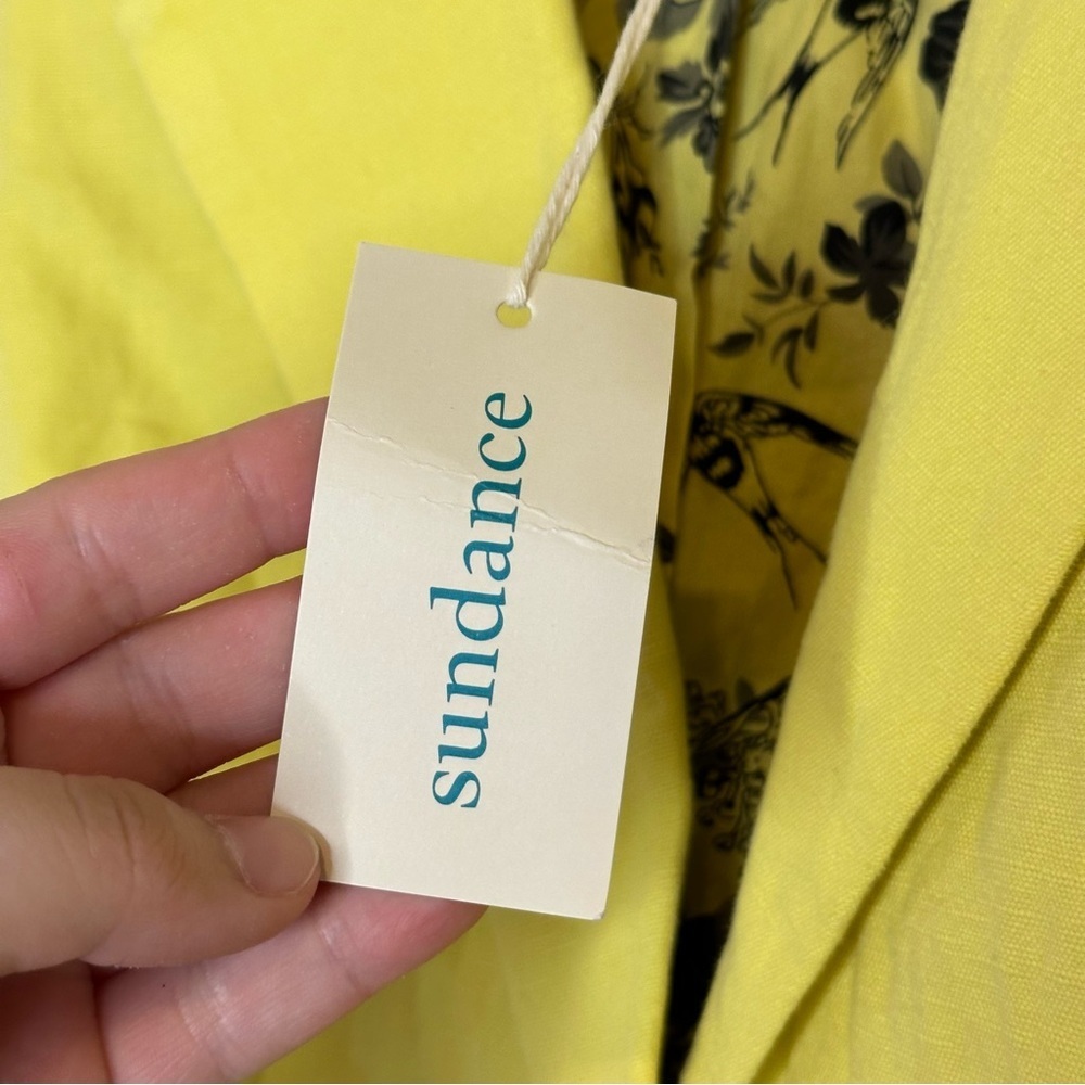 BNWT Sundance Yellow Linen Cotton Blend Clarice Tuxedo Blazer Sz PL Spring Chic - Picture 11 of 11